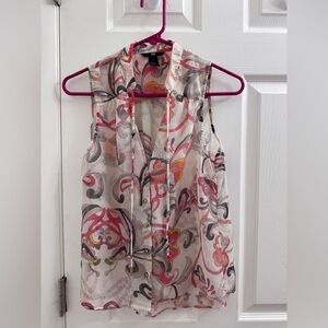 H&M Pink and Gray Floral Blouse